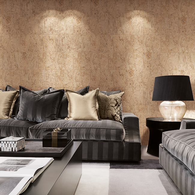 Пробковая стеновая панель Wicanders Dekwall Ambiance Stone Art Oyster TA22001 600×300×3 фото в интерьере